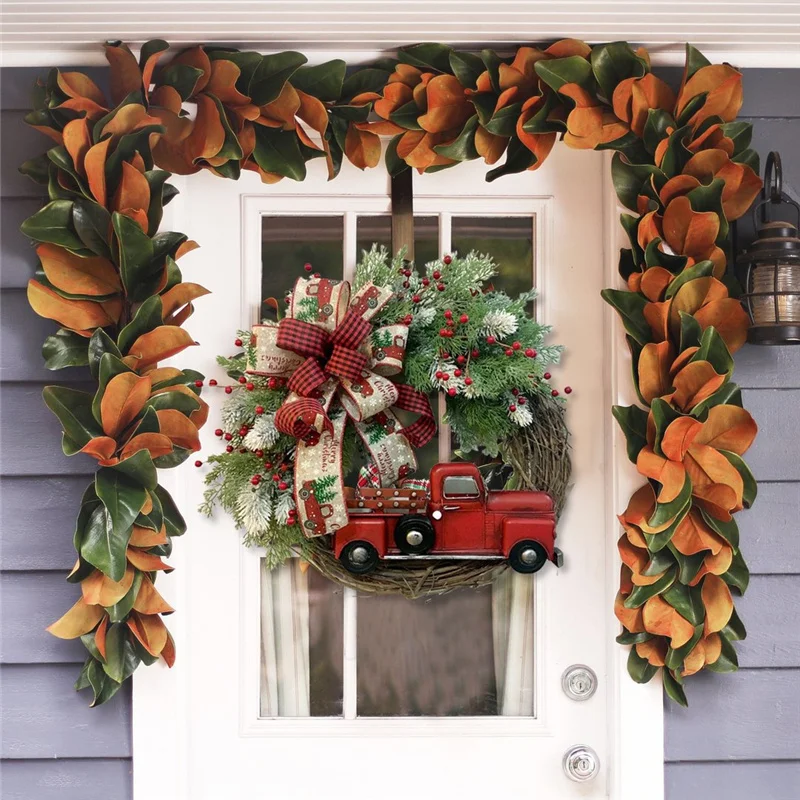 Red Truck Christmas Wreath, Pinecone Queda Wreath,