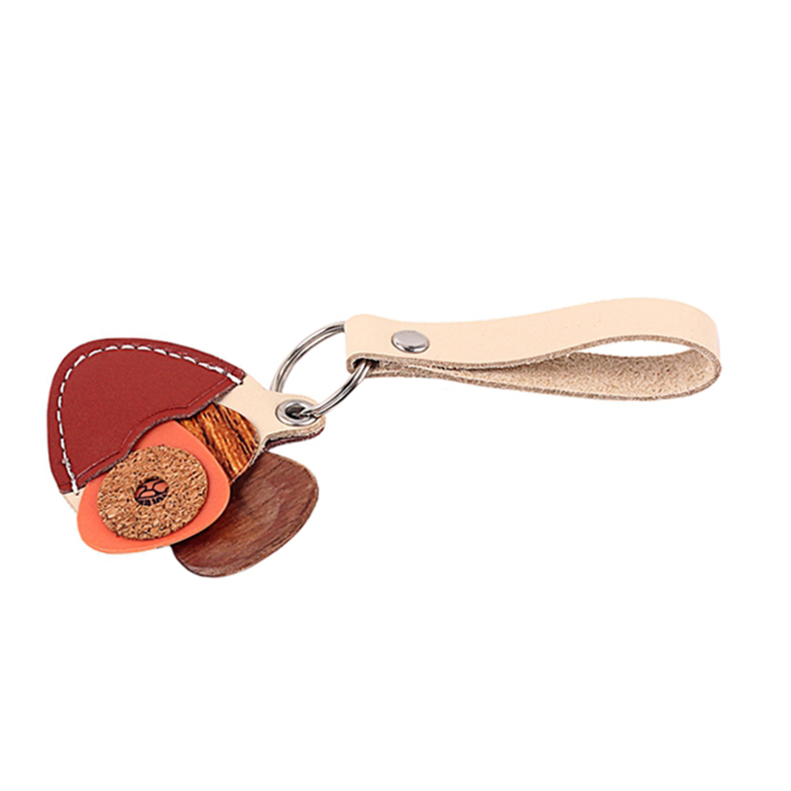 Guitar Pick Holder Leather Guitarra Plectrum Case Bag Keychain with 3pcs Guitar Picks