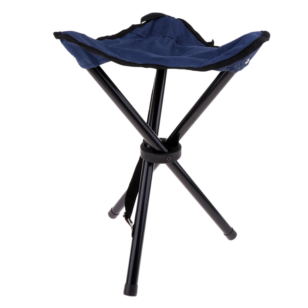Outdoor Tall Folding Tripod Fishing Seat Stool Chair Steel Frame Oxford Cloth for Camping Hunting Hiking BBQ Chair up to 80kg
