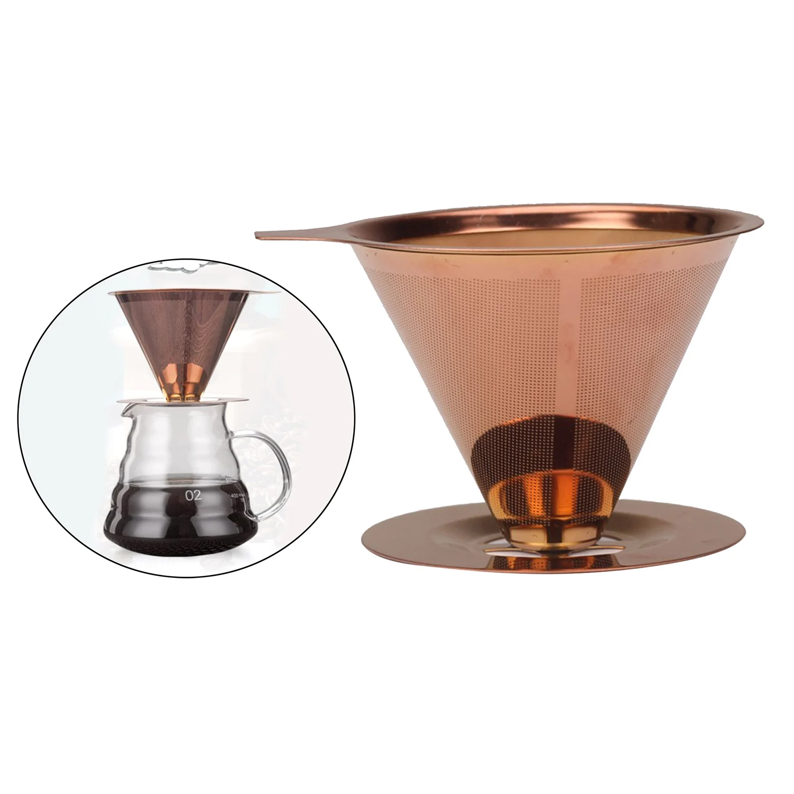 Stainless Steel Pour Over Coffee Dripper with Cup Stand Ultra Fine Micro Mesh Filter Dishwasher Safe for Camping