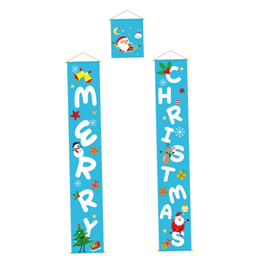  Merry Christmas Porch Banner Door Hanging Banner With 3 Self-adhesive Hooks