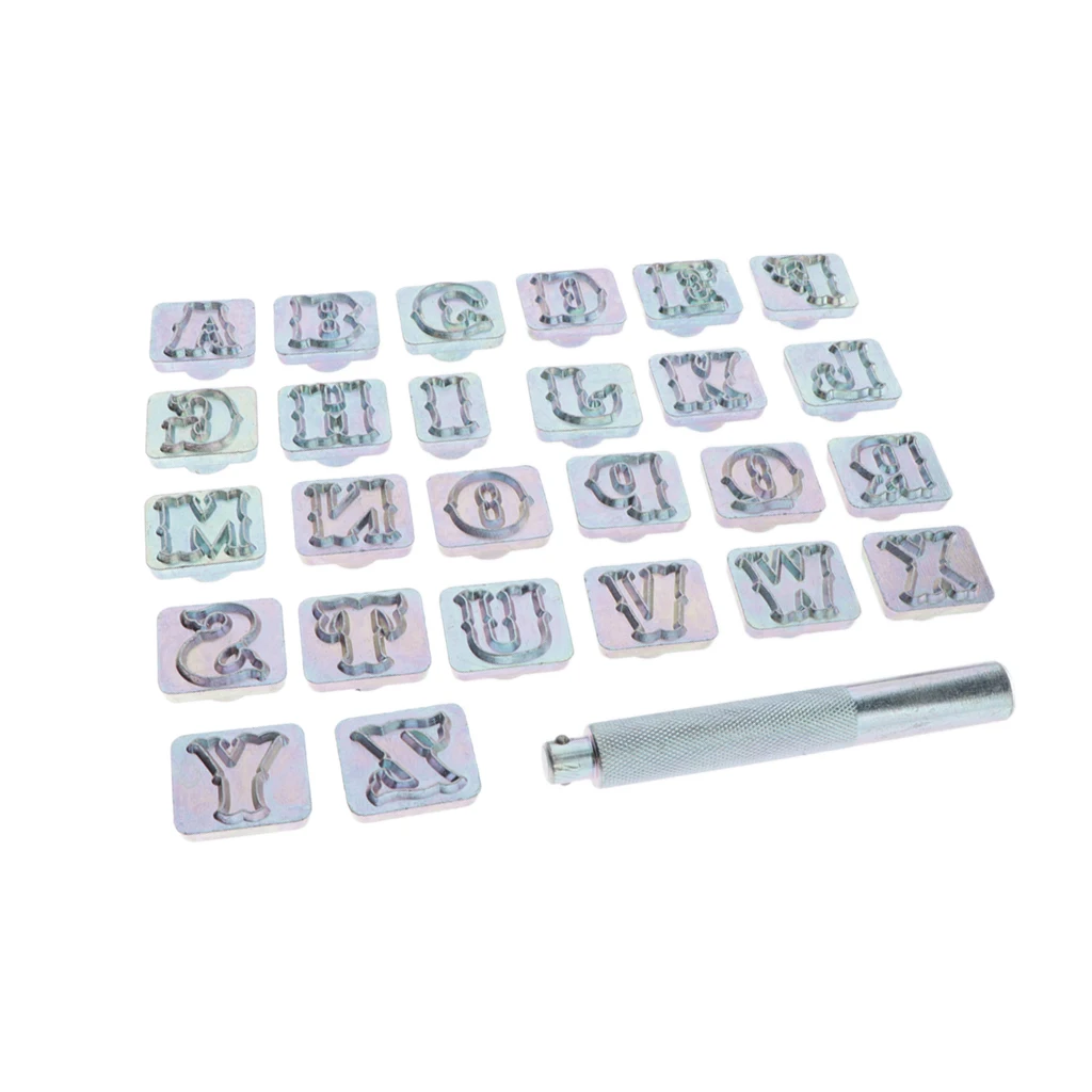 27 Pieces Punch Letters A-Z Alphabet Letter Stamp Punch Set 19mm