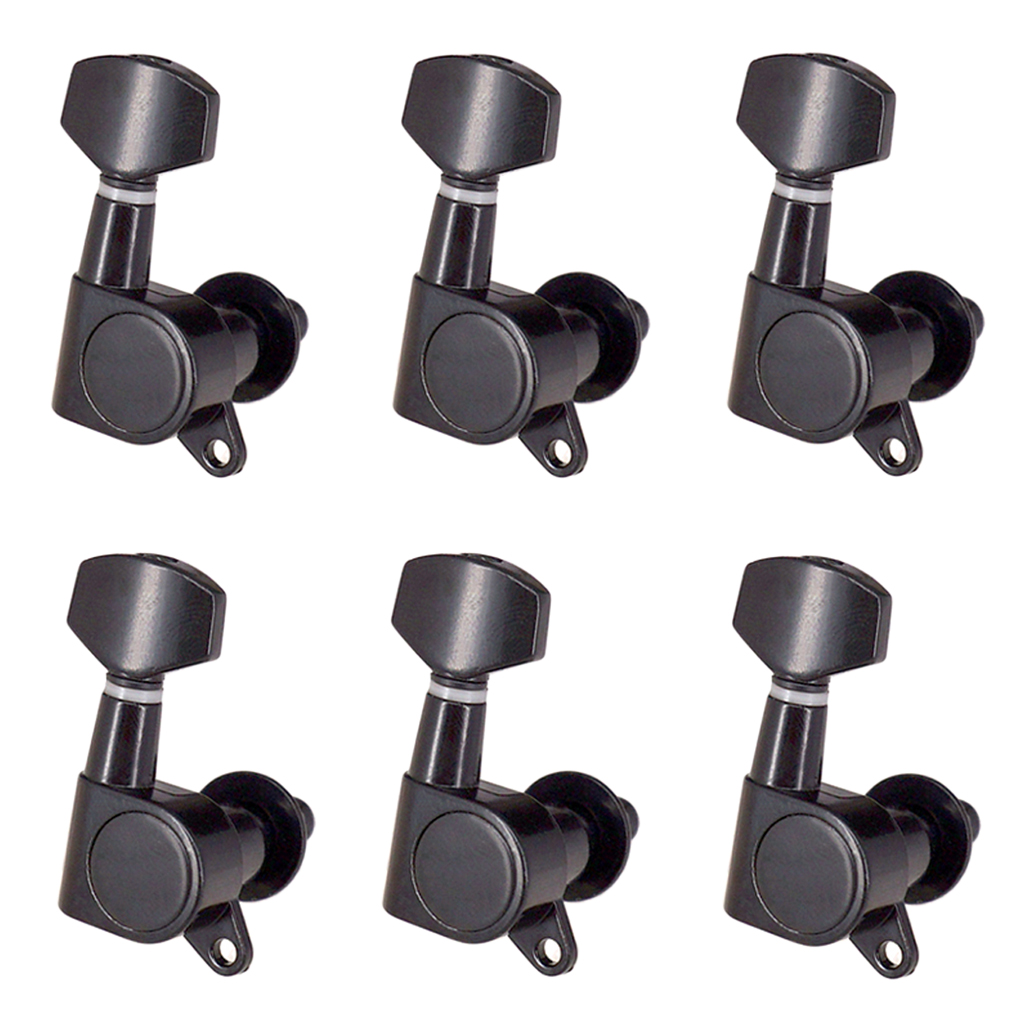 Black Sealed Guitar Tuning Pegs Tuners for Acoustic Electric Guitar Parts 6R