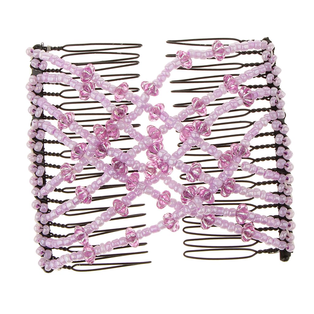 Magic Stretchy Double Clips Hair Slide Comb Ladies Party Wedding Cosplay