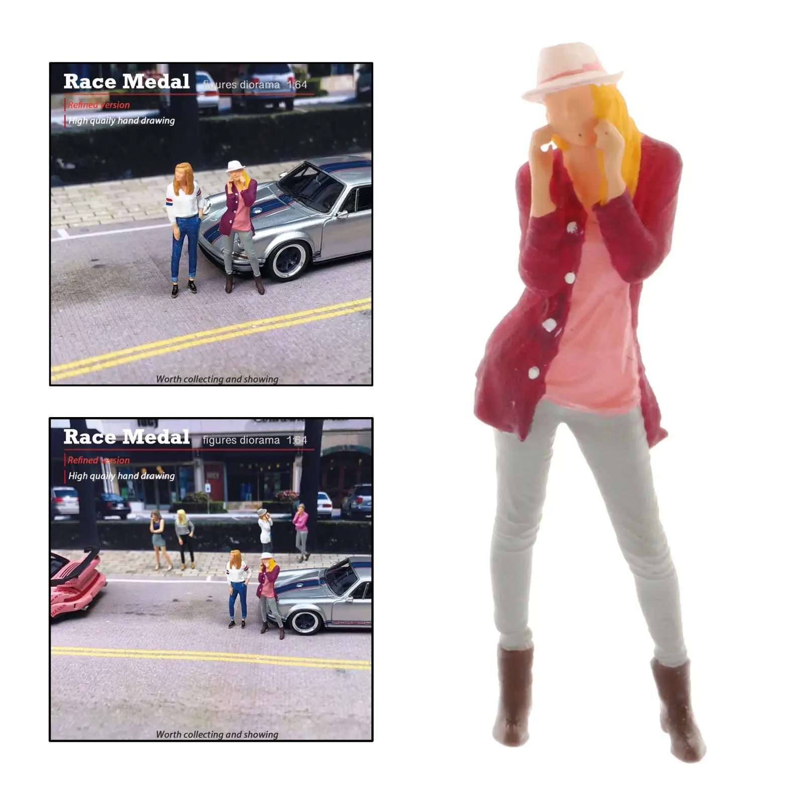 1PC Diorama Figure Fashion Girl Model Characters Train Road Buliding Scenery