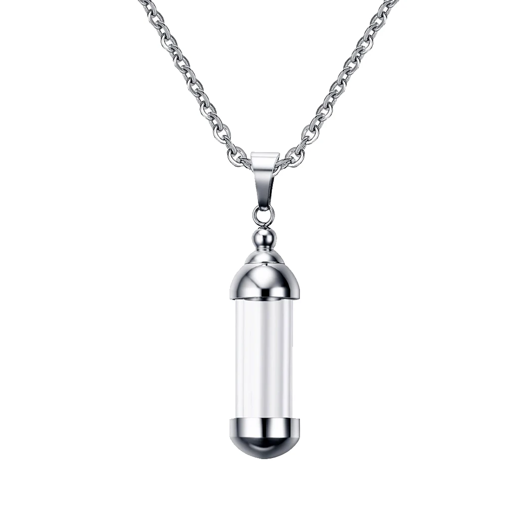 Clear Glass Tube Urn Keepsake Wishing Bottle Charm Lucky Pendant Necklace