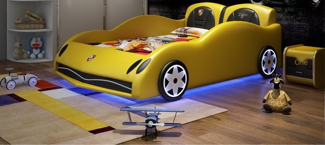 Cama con forma de coche para niños y niñas, 1,2 M, tarjeta de paso creativa  para bebés, 1,5 M con valla, cama de princesa, cama de cuero - AliExpress