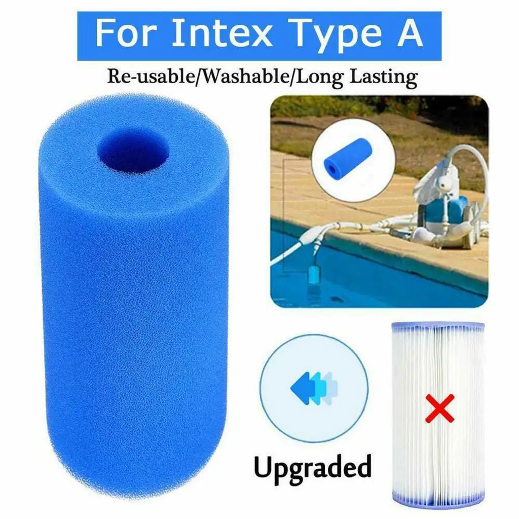 For Intex Type A Reusable Swimming Pool Filter Foam Cartridge 20x10cm