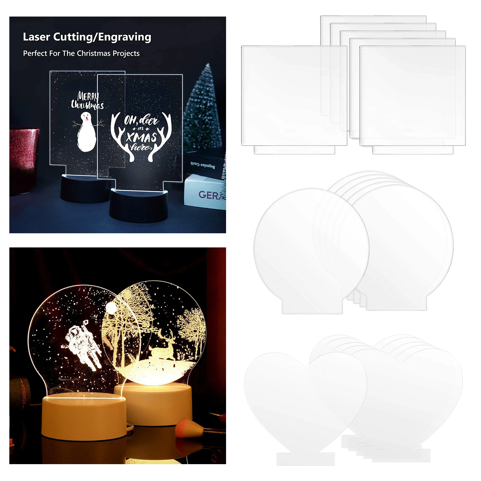 6pcs/pack Transparent Acrylic Plate Board Easy Use Led Light Sheet Craftsmanship Home DIY Display Party Sign Decorative