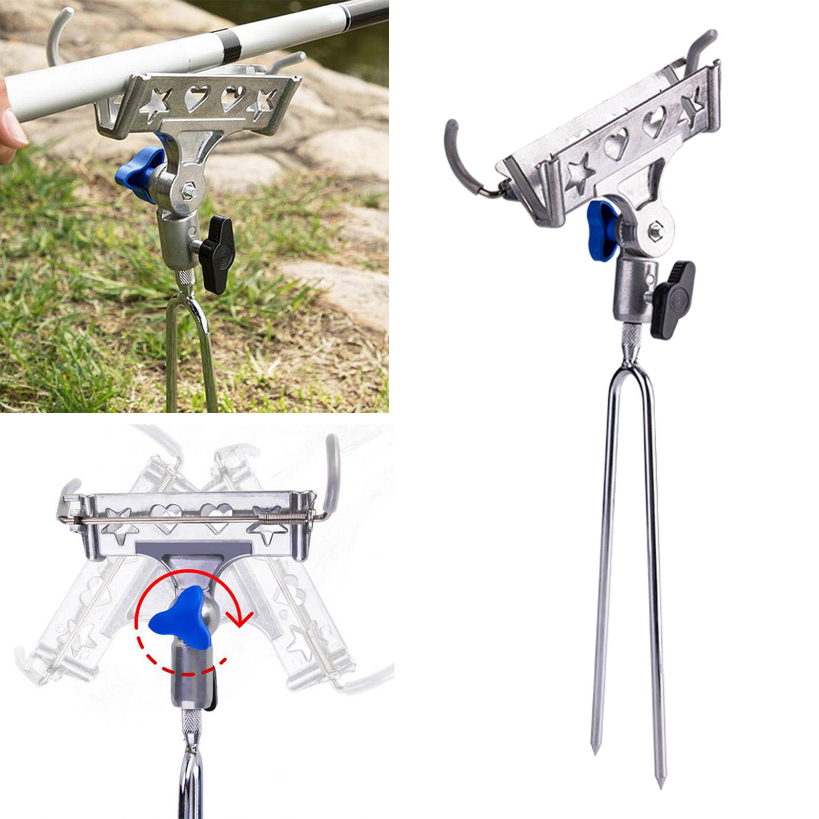 Travel 360 Degrees Automatic Fishing Rod Holder Rack Fish Pole Bracket Outdoor Fishing Gear Adjustable Sensitivity AntiRust