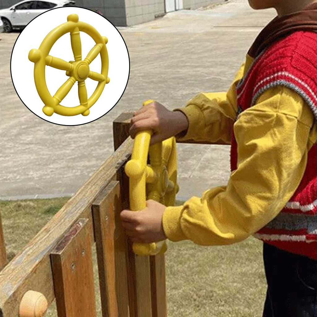 18inch Pirate Ship Wheel Kingdom Playground Accessories for Kids Outdoor Playhouse, Treehouse, Backyard Playset