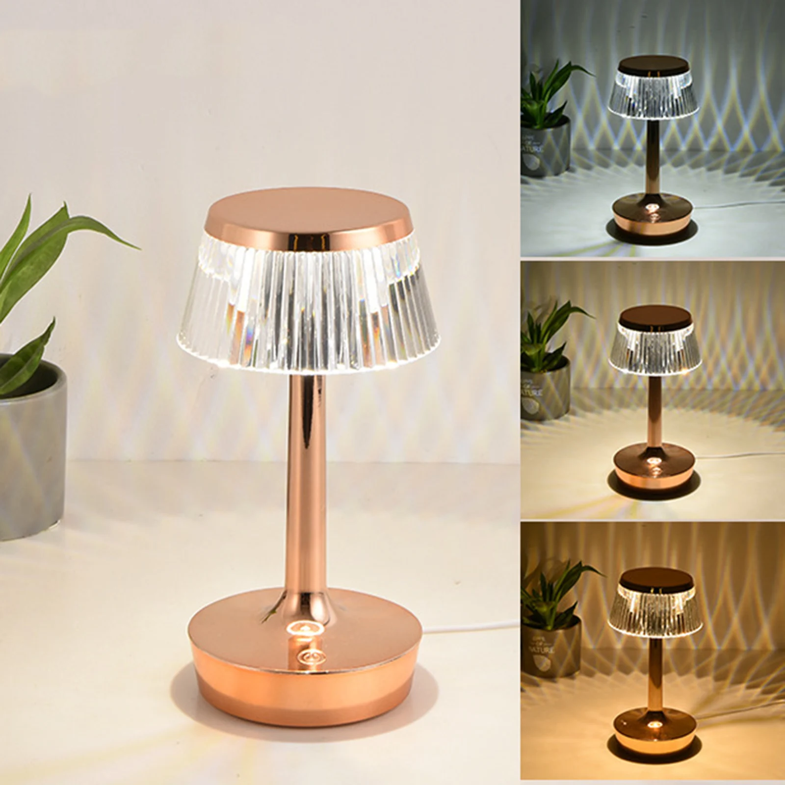 Mushroom Table Lamp Bedroom Nightstand Lamp USB Crystal Modern Bedside Desk Light for Living Room Dorm Home Office Decor Gift