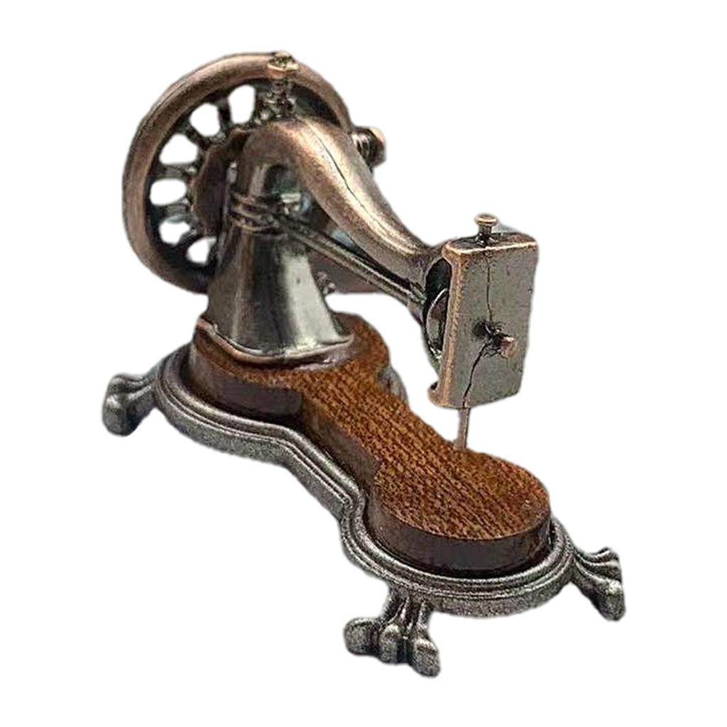 Retro Miniture Sewing Machine, Kids Pretend Toys Dollhouse Sewing Machine Dollhouse Decor Accessory for Kids 3 4 5 6 Xmas Gifts