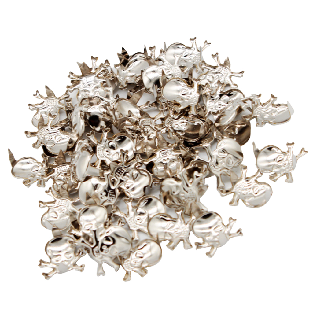 50Pcs Gothic Skull Metal Rivets Claw Studs for Shoulder Bags Clothes Hats Leather Decor 13 x 12mm