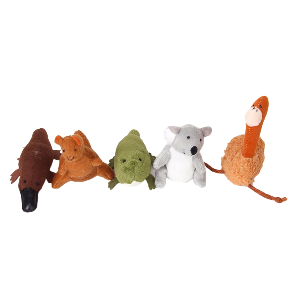 5 Australian Animals Finger Puppets Toy-- Koala  Platypus Emu Crocodile