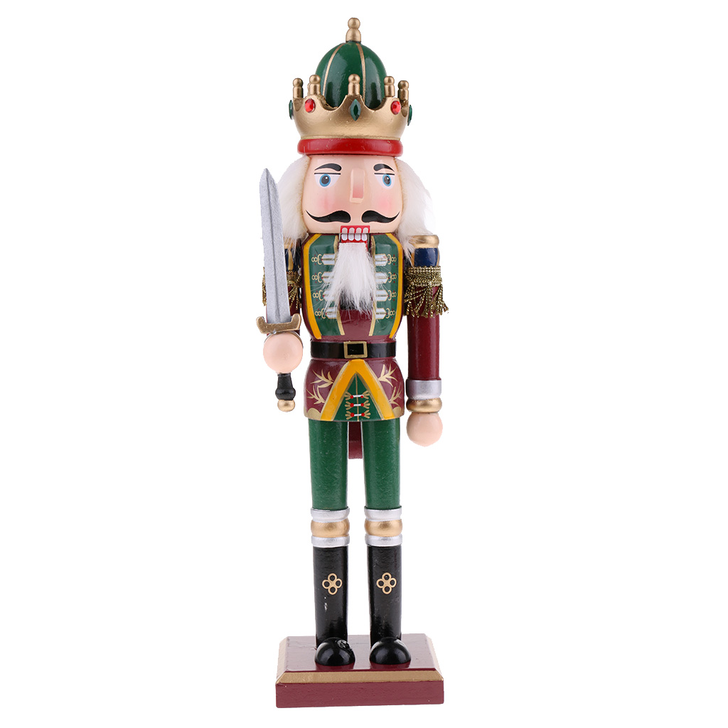 3Pcs 12 Inch Wood Nutcracker Ornaments, Wooden Nutcracker Figures Model Decorations for Christmas Tree Figures Puppet Toys 