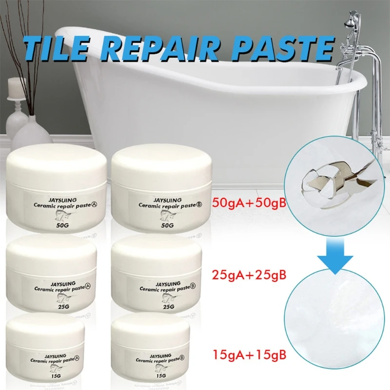 2x Tub Tile Repair Kit Porcelain Crack Chips Ceramic Floor Repairing Cream Paste 