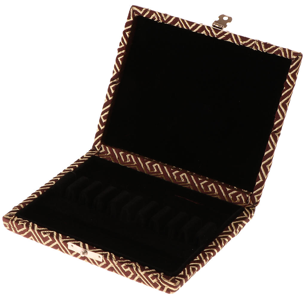 Oboe Reed Case Holder Box Internal Thicken Flannel for 10 Reeds Coffee