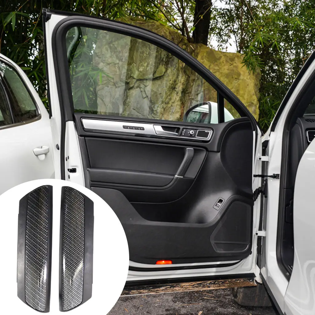 2 Pieces Interior Door Handle Cover Caps Front Carbon Fiber Trim Cover Replacement for VW T5 2009-15 7H0867179C