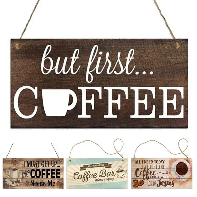 Coffee and Jesus - Coffee Sign - Rustic Wooden Coffee Sign - Little Signs  with Sayings - Funny Home Decor Must Haves for Kitchen, Dining Room -  Coffee