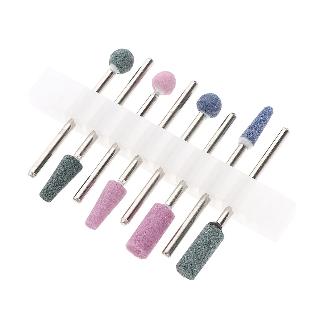 8Pcs Cuticle Nail Drill Bits Set Emery Quartz Nail Files Bit Grinding Head Manicure Pedicure Tools 3/32