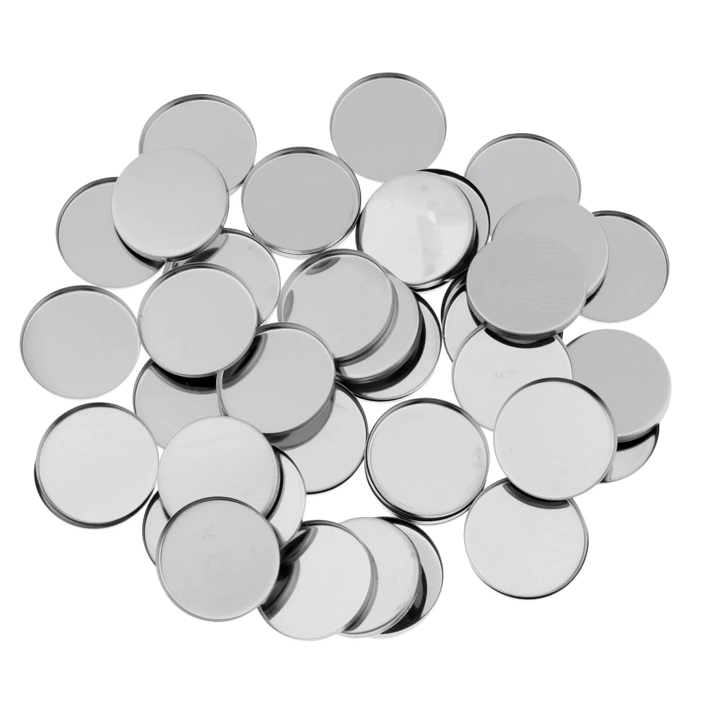 50 Pcs Empty Round Tin Pans for Powder Eyeshadow 36mm Responsive to Magnets
