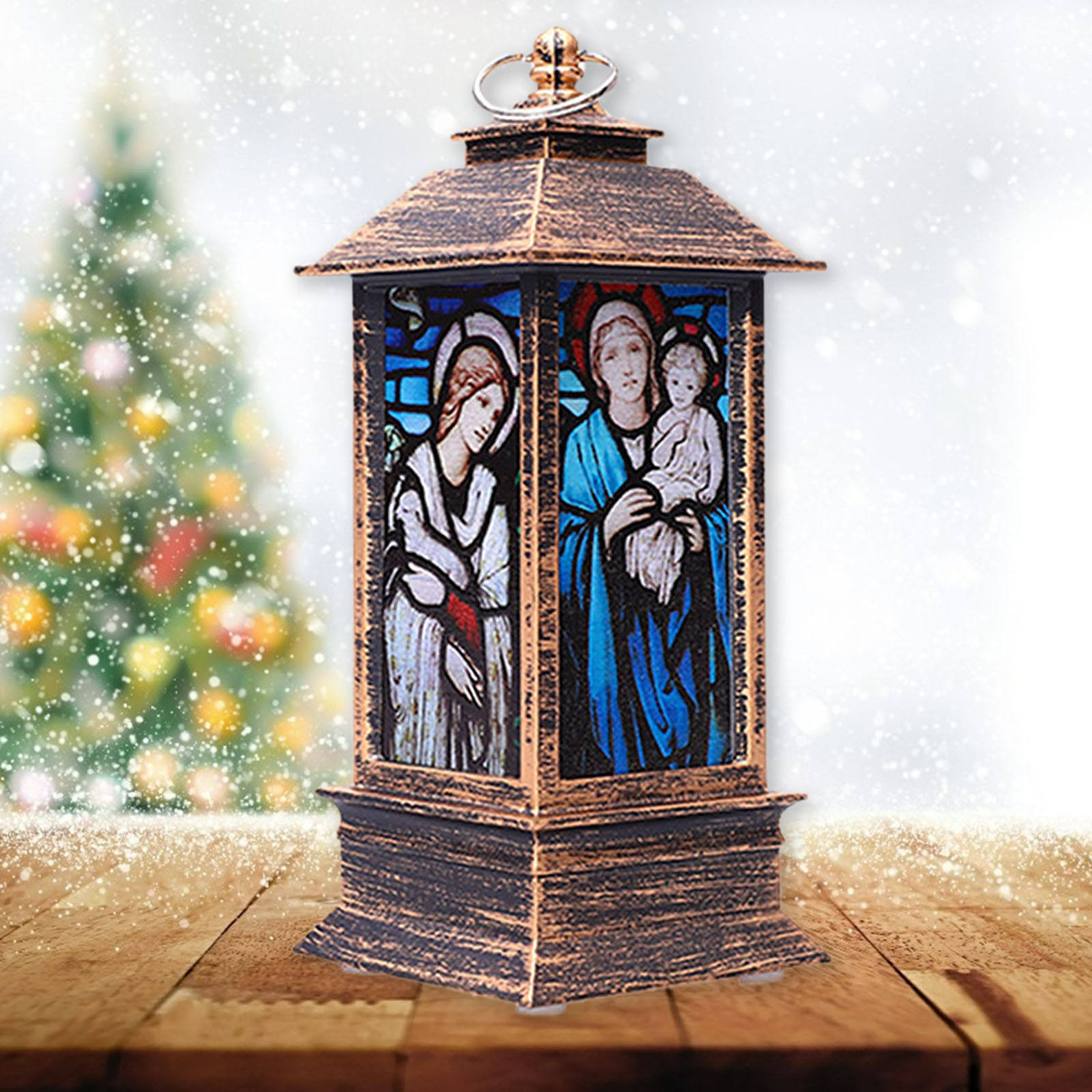 Christmas Jesus Lantern Flashing Candle Lanterns Fairy Decorations Christians Lamp for Kids Room Xmas Party Ornament