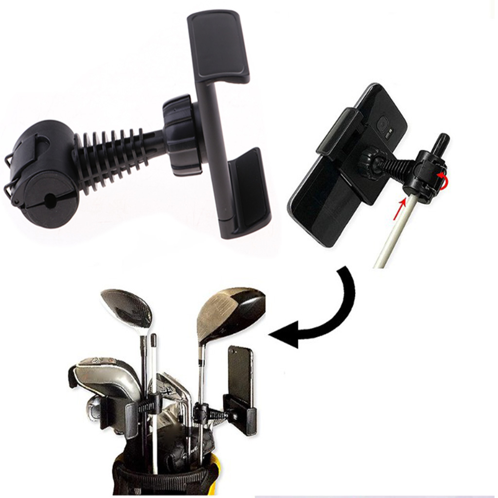 360 Degree Rotatable Golf Swing Recording Phone Holder Pull Cart Mount Clip for Smartphones