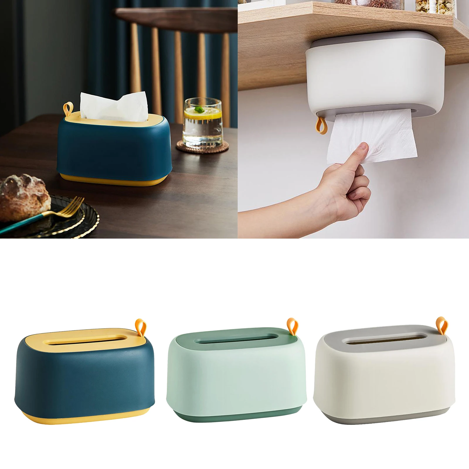 Tissue Box Desktop or Hanging Toilet Paper Storage Case Napkin Dispenser for Disposable Paper Kitchen Bathroom Living Room