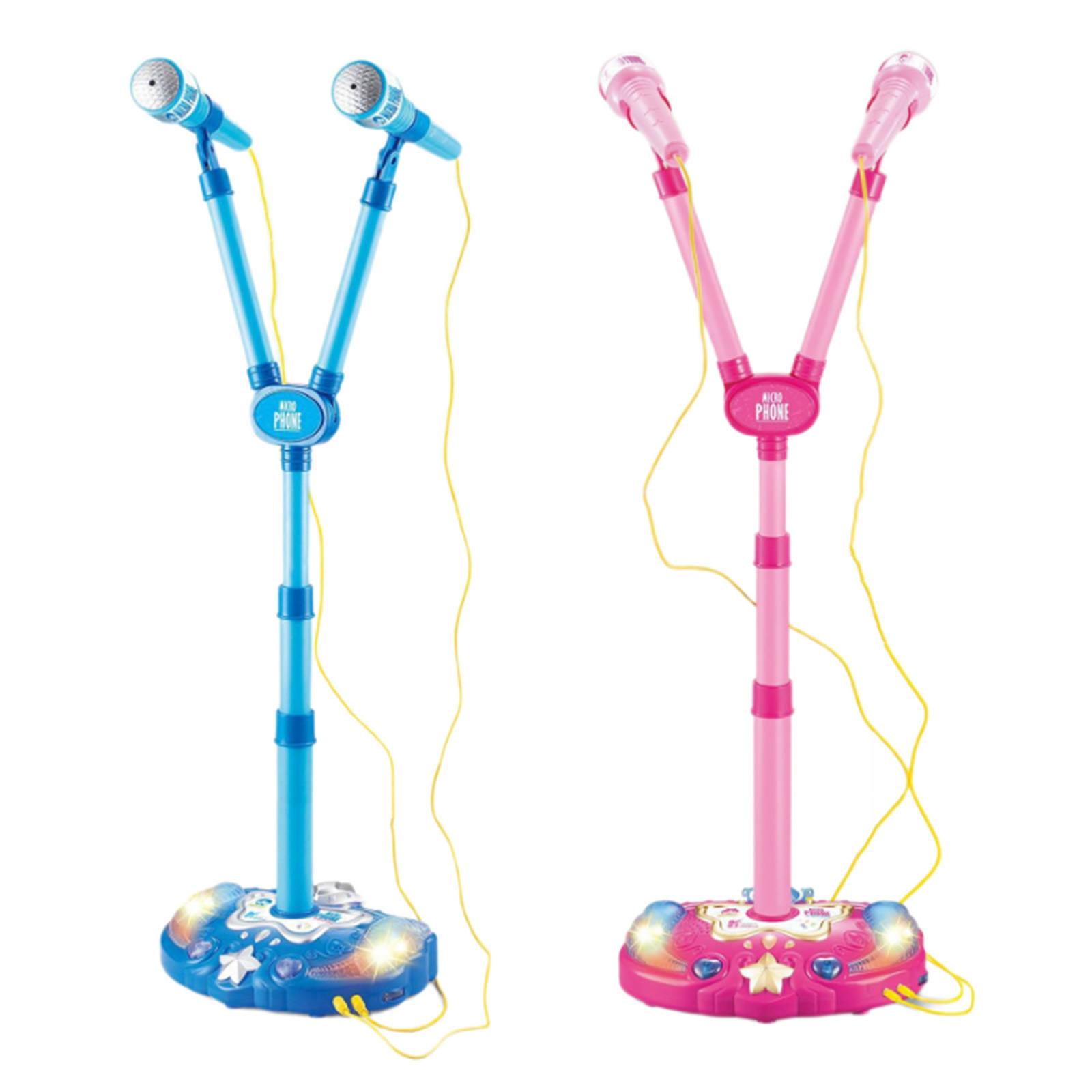 Kids Girl Karaoke Twin Microphone with Adjustable Stand Light and Music, Karaoke Machine for Kids