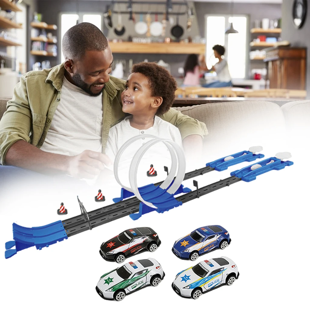 Stunt Speed Car Kids Racing Track DIY Assembled Rail Kits Family for Boy