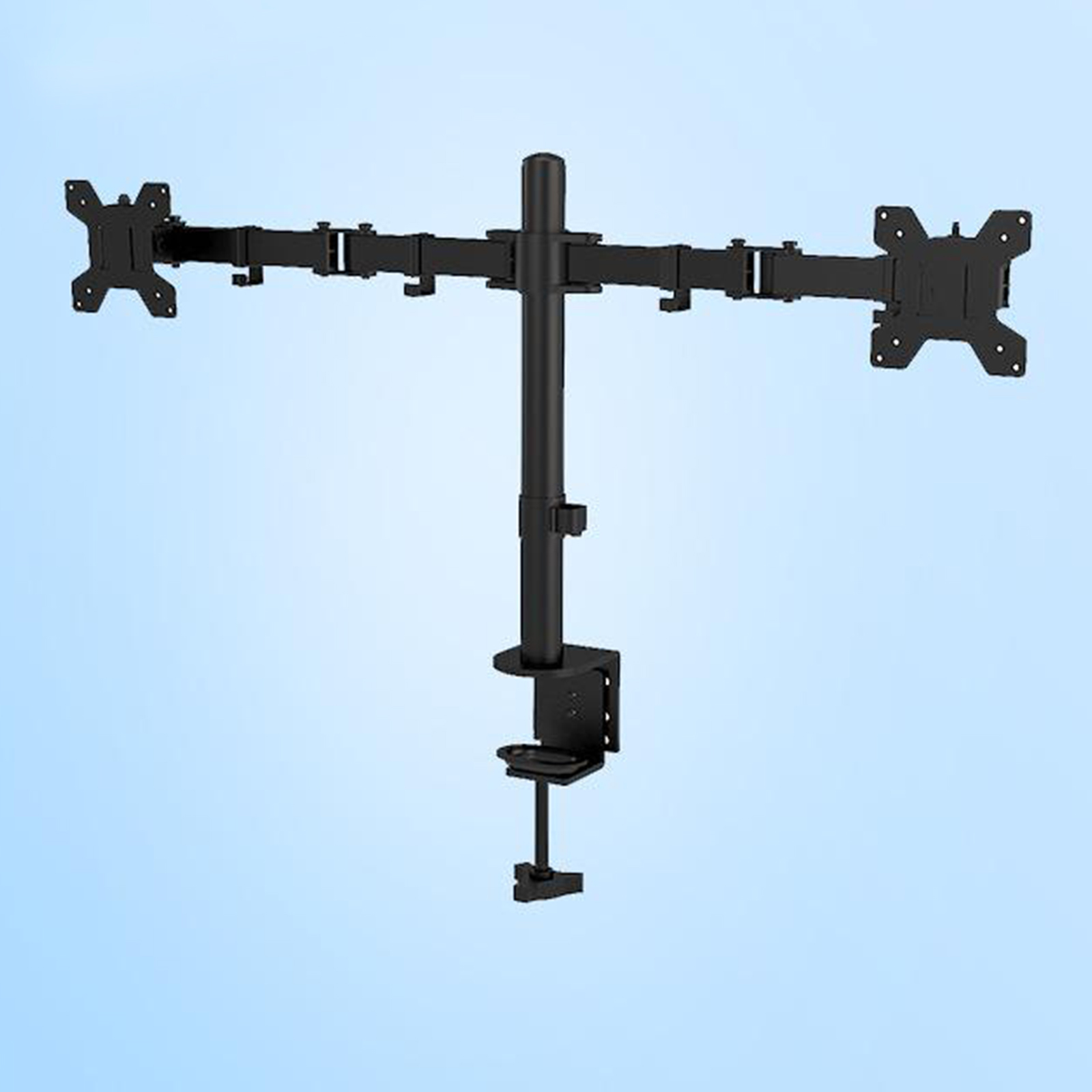 Free Standing Dual LCD Monitor Fully Adjustable Desk Mount Stand Fits 2 Screens Black