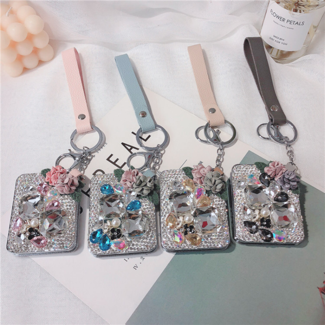 Solid Color Cosmetic Mirror Keychain Mini Makeup Mirror Fashion Bag Pendant  Trend Jewelry Car Key Chain Gift Keychain Accessory