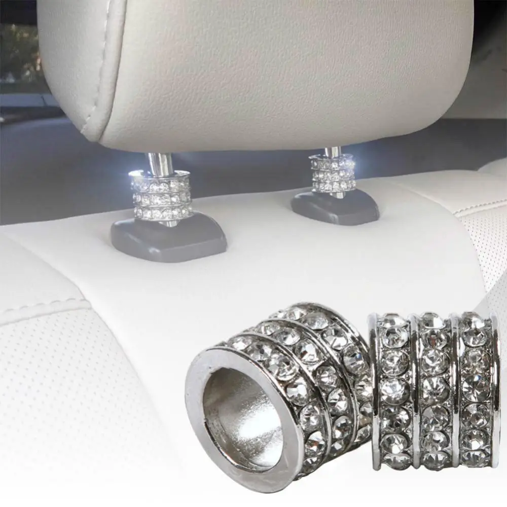Stylish Rhinestones Metal Car Seat Headrest Connect Pole Decorative Ring Welcome 