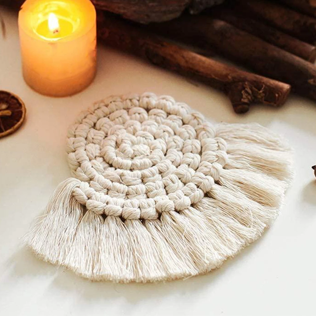 Cotton Coasters Mats Insulation Coffee Pad Placemat Handmade Macrame Cup Cushion Mat for Table