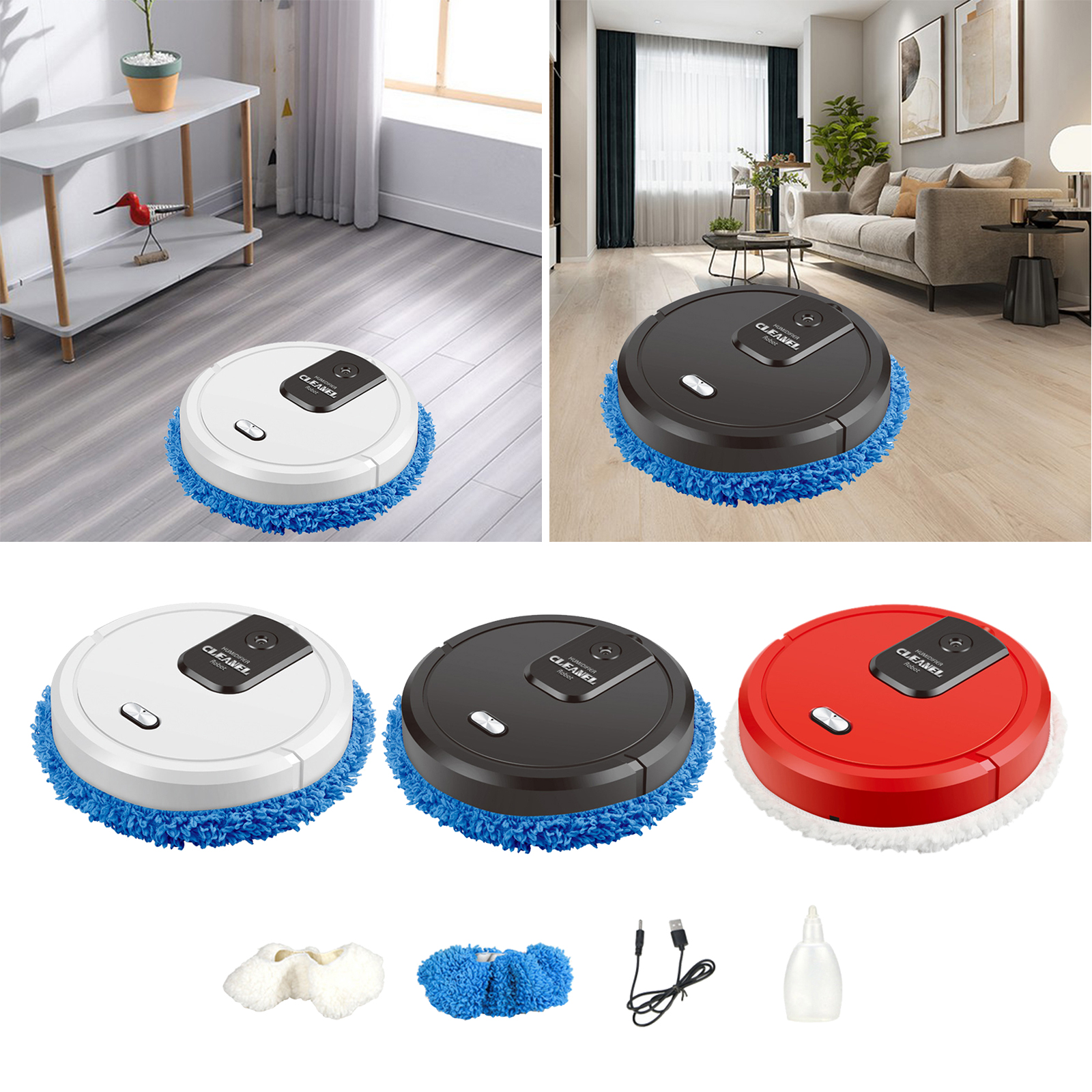 Intelligent Robotic Vacuum Smart Low Noise Floor Sweeper Duster Carpet Cleaning Machine for Home Office Daily Cleaning