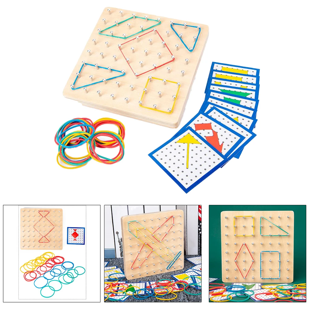 Wooden Geoboard Mathematical Manipulative Material Graphic Educational