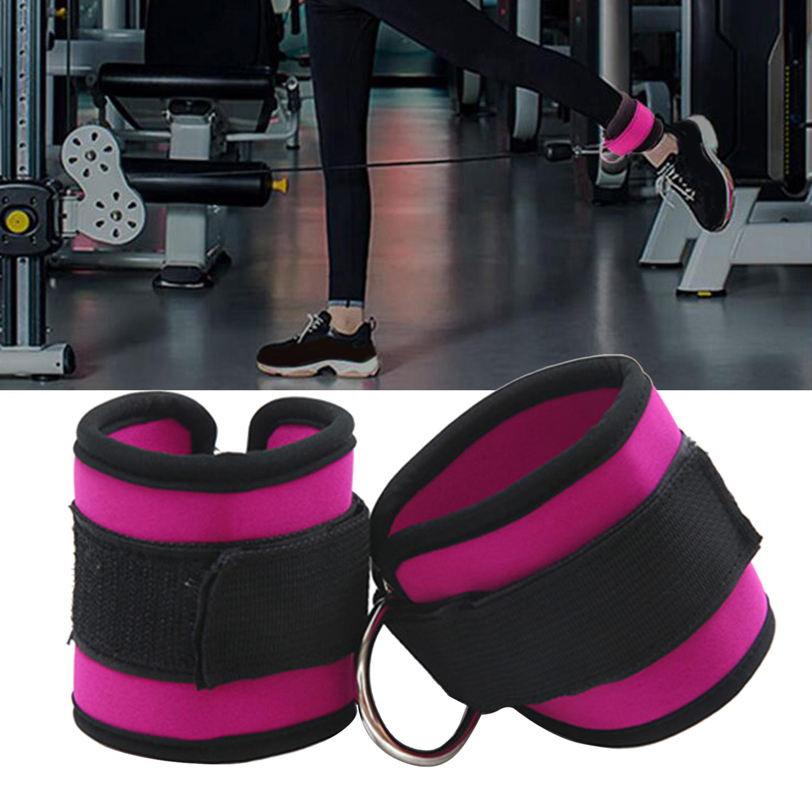 2Pcs Ankle Anchor Strap Exercise Attachments Double D Rings Resistance Band for Women Men