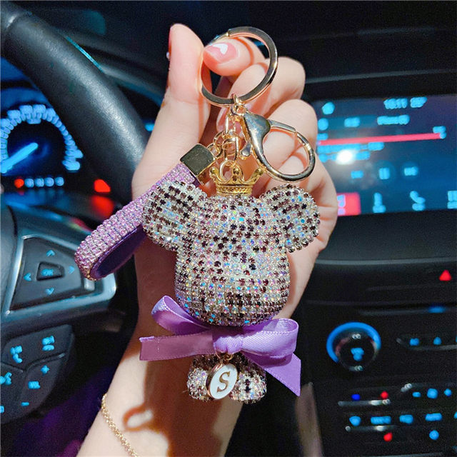 Click to Buy << Punk Studded Bear Keychains Chains Tassel Studds