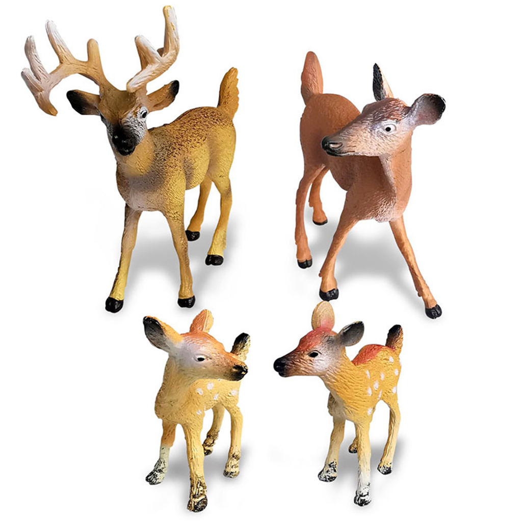 4pcs/set Realistic PVC Wildlife Deer Animal Model Toy for Kids Ages 3-8 Creatures Action Figurines Zoo Pack