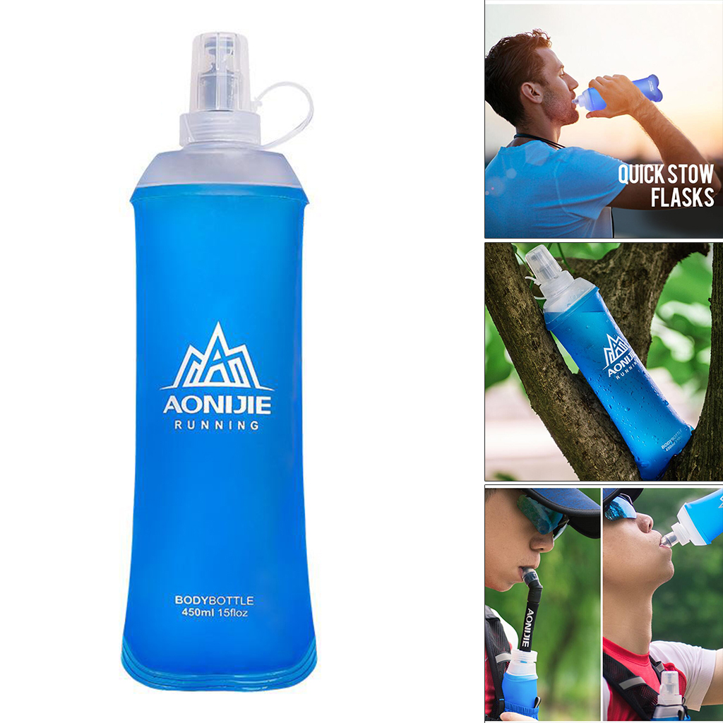 Foldable Water Bottle 250/420/450/500 Ml Portable Soft Flask for Running, Fitness, Ultra Workout, Hiking And Cyc