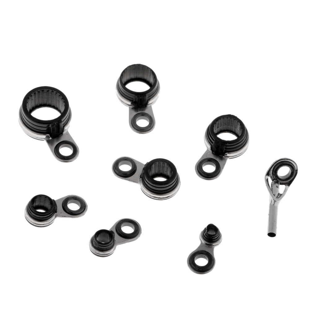 8 Pieces Fishing Rod Guides Stainless Steel Fishing Rod Eyes Ring Raft Line Ring Rod DIY Fishing Rod Building Repairing Part
