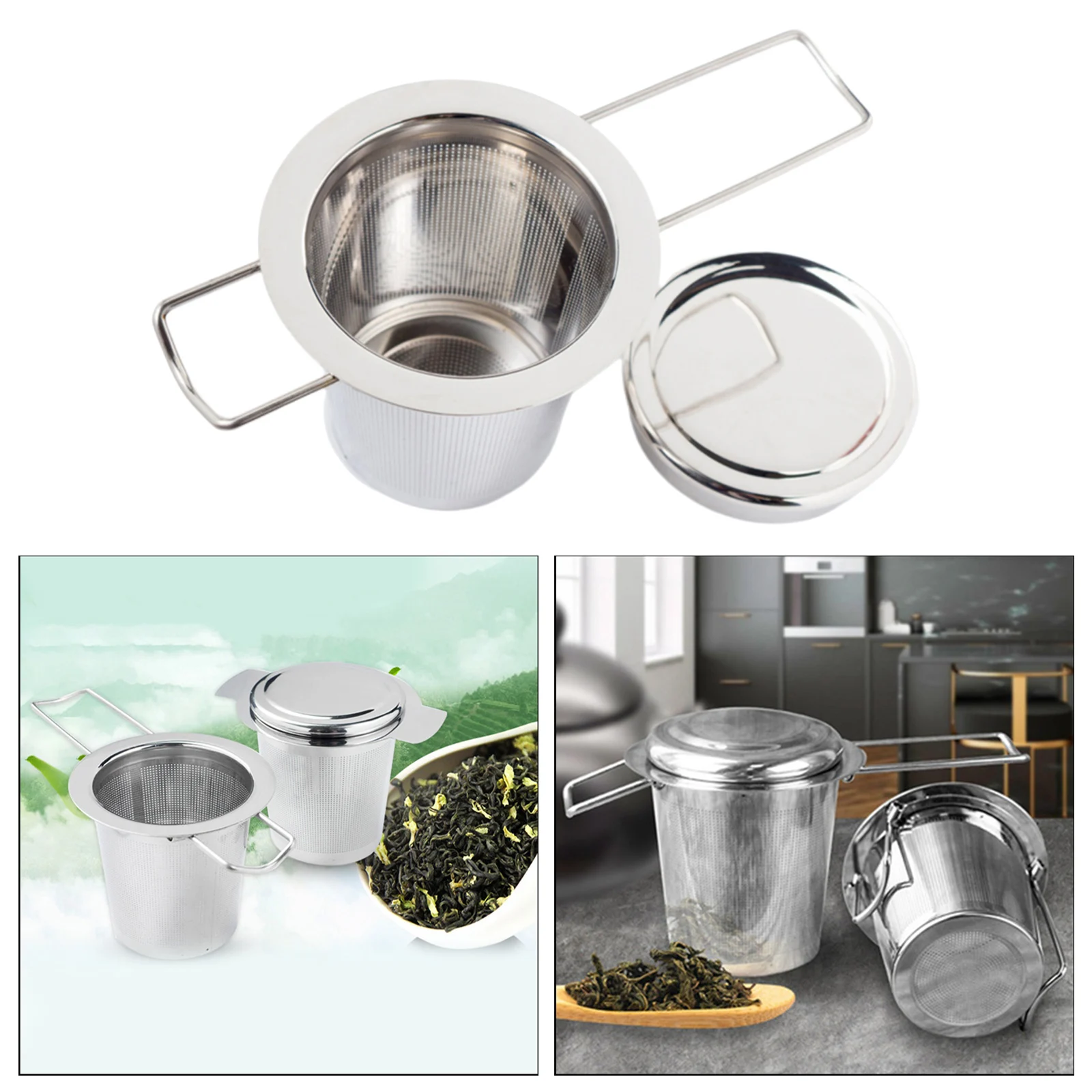 Stainless Steel Tea Infuser Tea Filter Steeping Mesh Strainer with Lid Tea Accessories