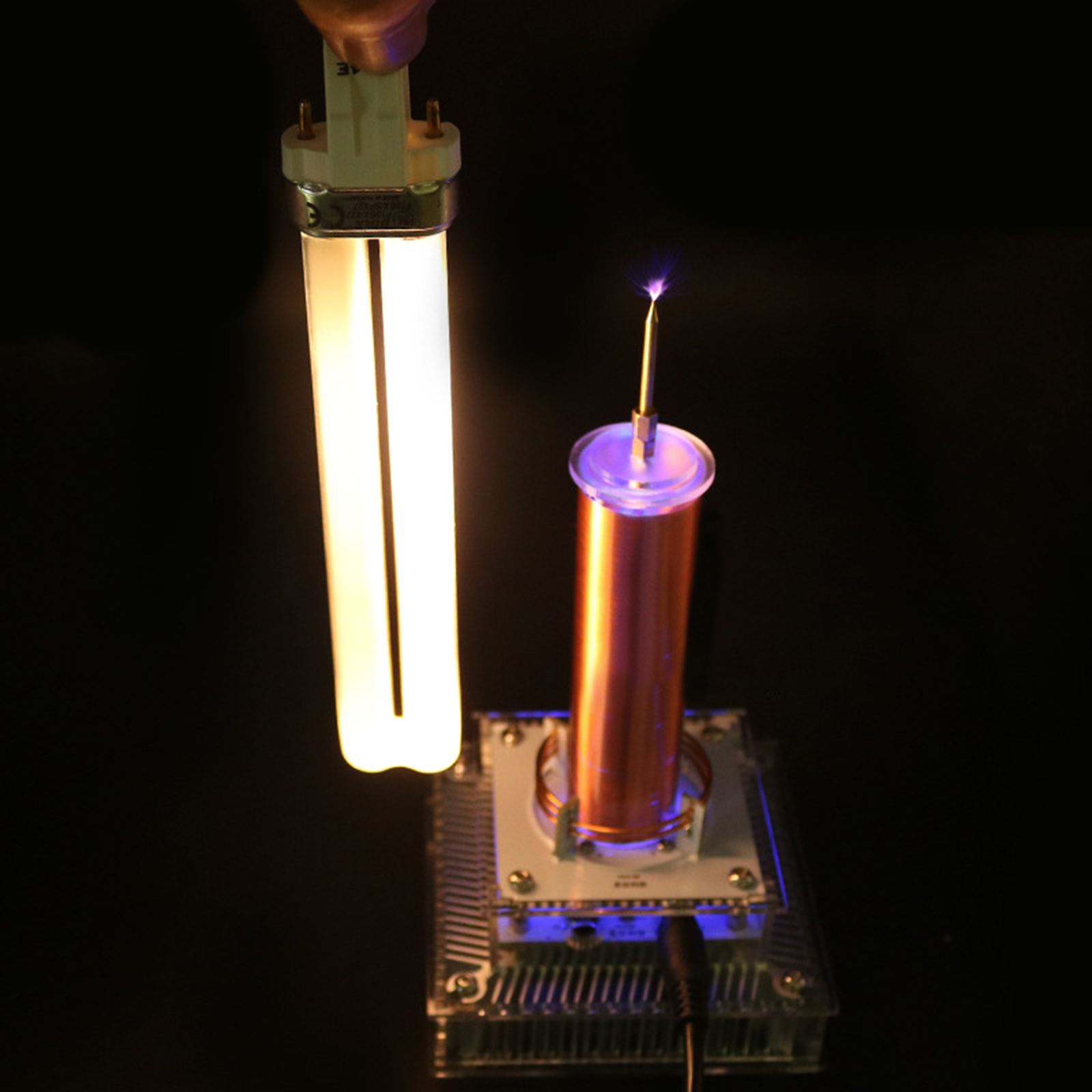 DIY Small Tesla Coil Kit Plasma Speaker Wireless Transmission + Power DC24V3A for Physics Teaching Experiment DIY Board