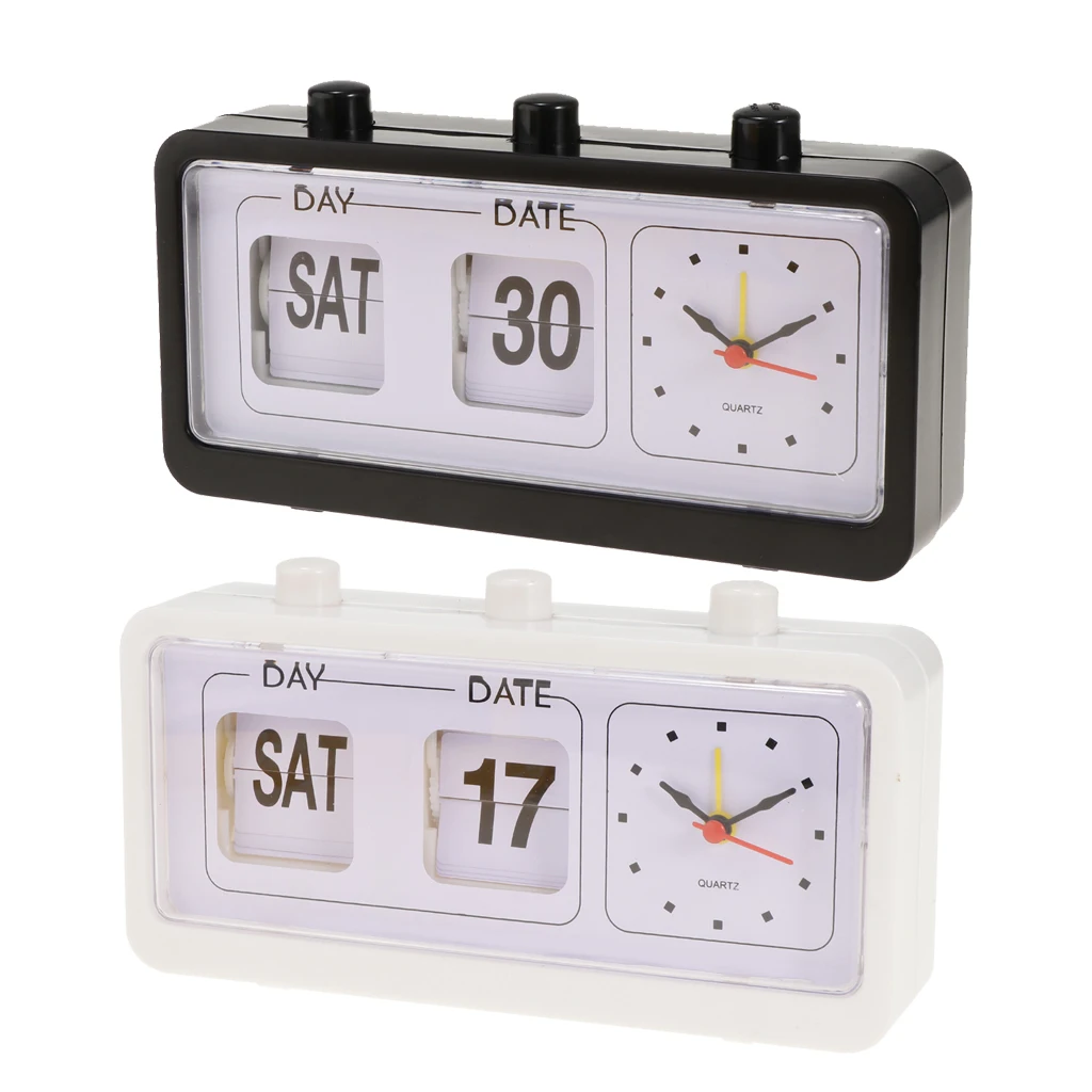 Retro Flip Alarm Clock Desk Top Beside Clock with Calendar Display Home Room Decor Kids Children Gifts