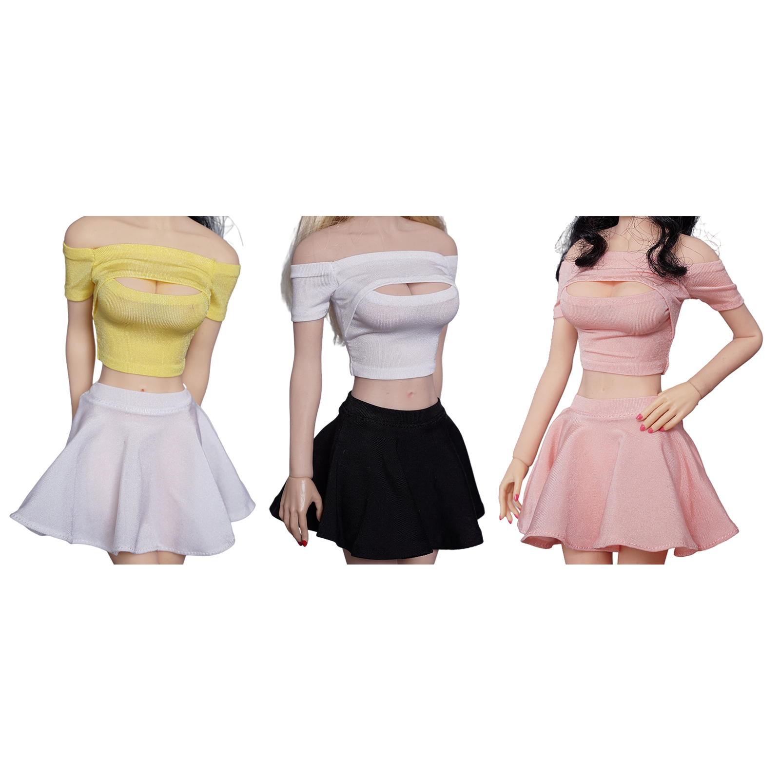 1/6 Scale Female Fashion Short Sleeves Shirts Tops & High Waist Pleated Skirt Outfits for 12'' Action Figures CY Girl Accessory