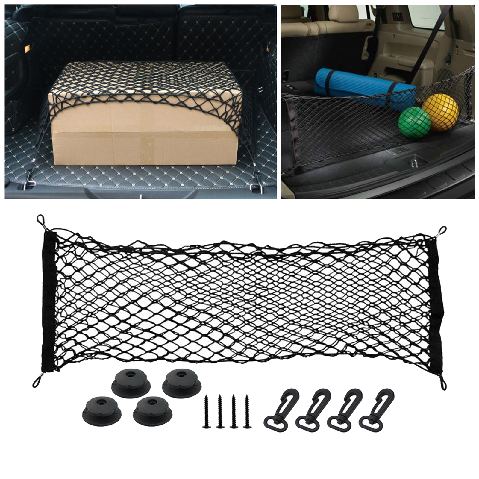 Vertical Rear Trunk Mesh Stretchable Cargo Organizer Net Pocket for Pickup Trucks, Car, SUV