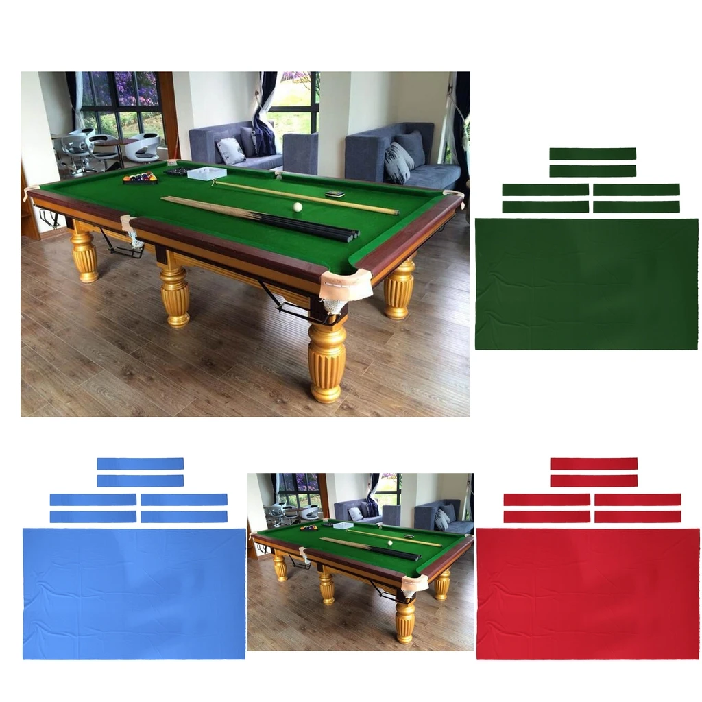Professional 9 ft Pool Table Felt + 6 Felt Strips, Billiard Snooker Cloth Felt for 9 Foot Table, 0.6mm Thickness - 3 Colors
