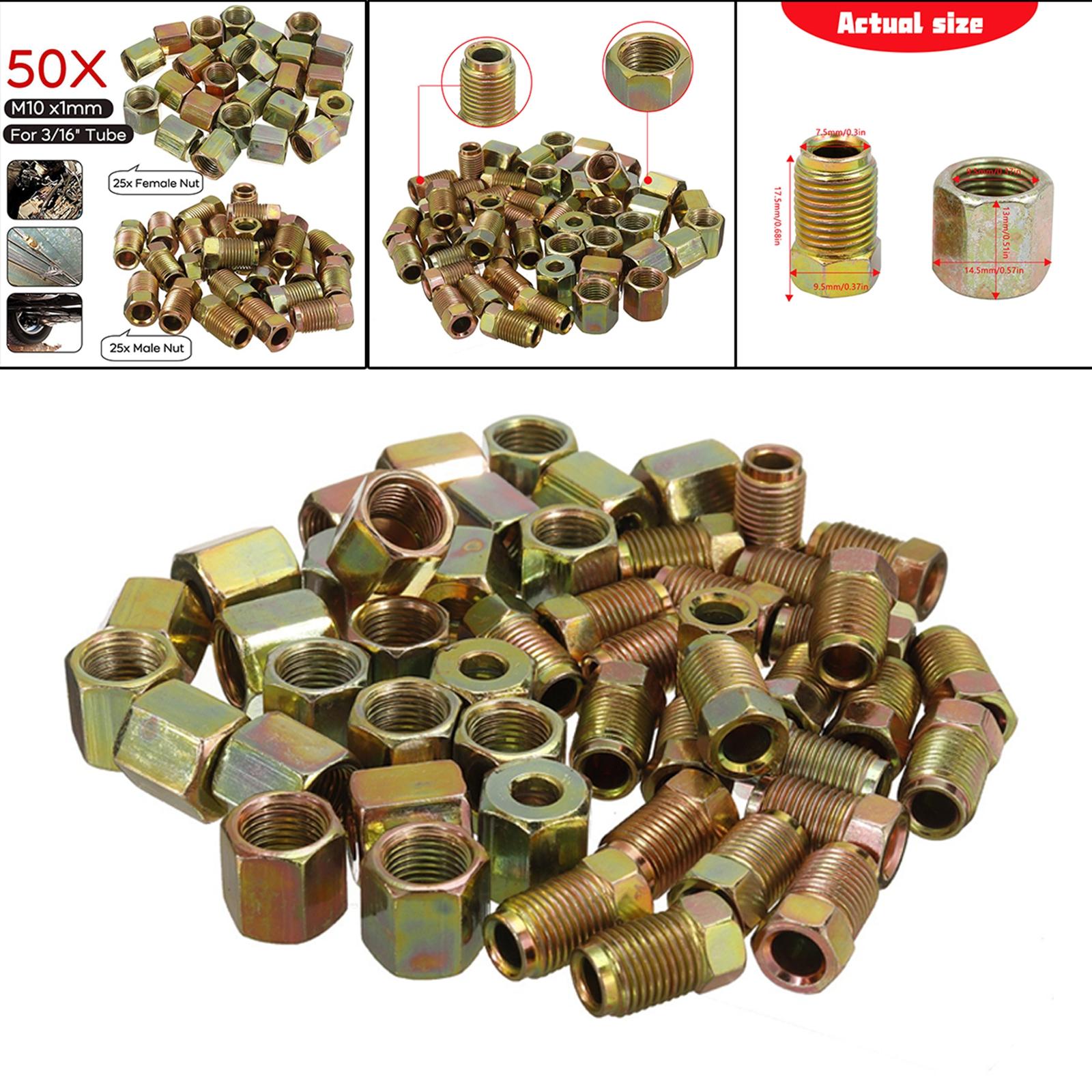 50x Brake Pipe Fittings Adapter for 3/16 Inch Brake Line Tube Replaces