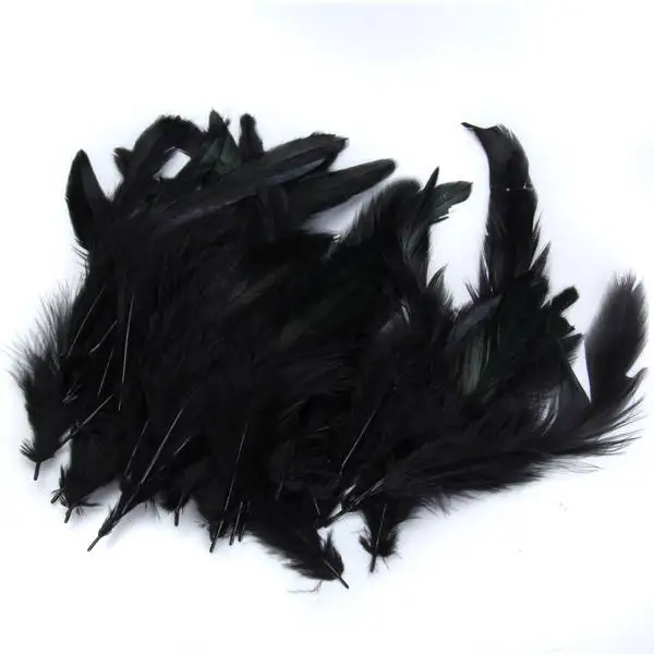 50pcs Black Dyed Rooster  Feather Decoration Hat Costume Craft DIY 4-7 Inch